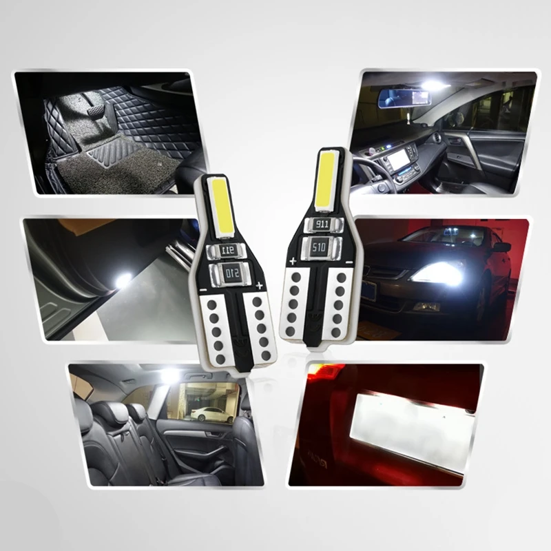 

10Pcs/Pack T10 W5W LED 168 194 7020 Car Light Bulbs Interior Reading Lights Auto Car Clearance lights License Plate Lamp