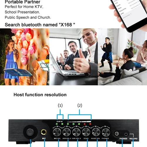Портативный UHF Bluetooth беспроводной микрофон M6 с регулируемым басом реверберации микрофон для KTV Karaoka Система домашнего кинотеатра громкоговоритель