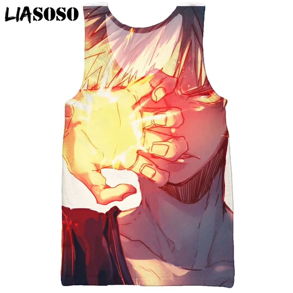 

LIASOSO 3D Print Men's Anime Boku No My Hero Academia Fashion Summer Casual Street Beach Vest Sleeveless Hip Hop Cool Tank Tops