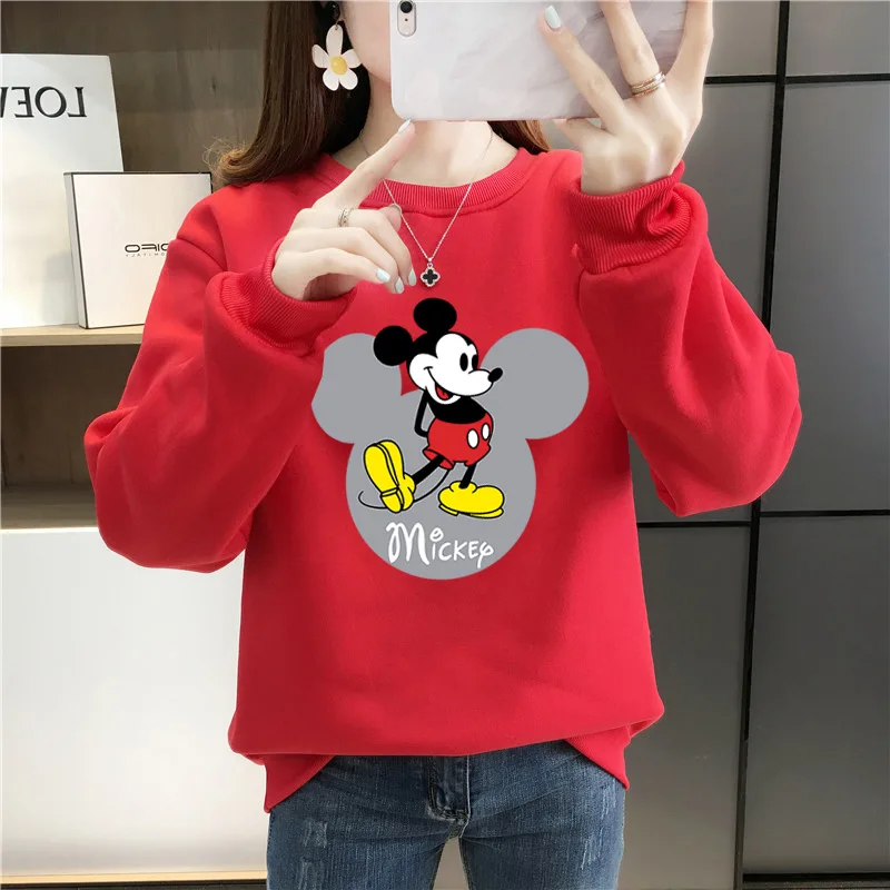 Disney Cartoon Mickey Mouse Las Mujeres Sweetshirts Winter Autumn Long Sleeve Blue White Y2k Hoodie Women Sudaderas Para Mujer