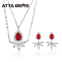 ruby sterling silver jewelry set women wedding engagement jewelry set created ruby pear cut white sapphire s925 jewelry