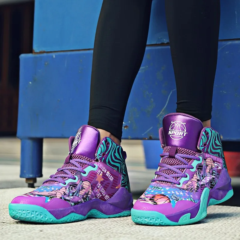 Fashion Cartoon Printed High top Basketball Shoes Women Trainers Graffiti Sports Unisex Platform High Basketball Sneakers Women