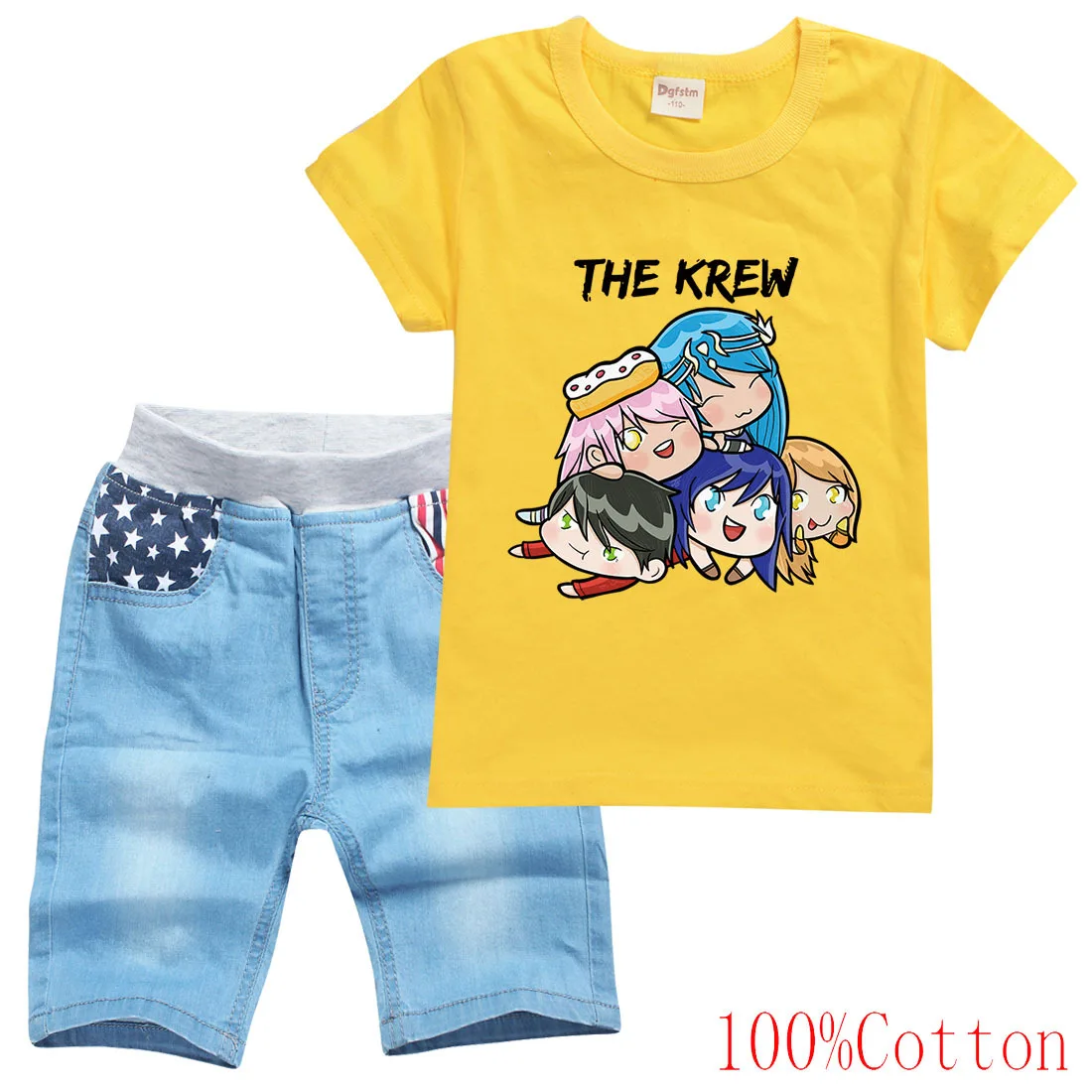 

Its Funneh Summer Baby Boy Clothing Set Cartoon Girl Short Sleeve T Shirt+Jeans 2 Pcs Suit Children Toddler Casual Clothes Set