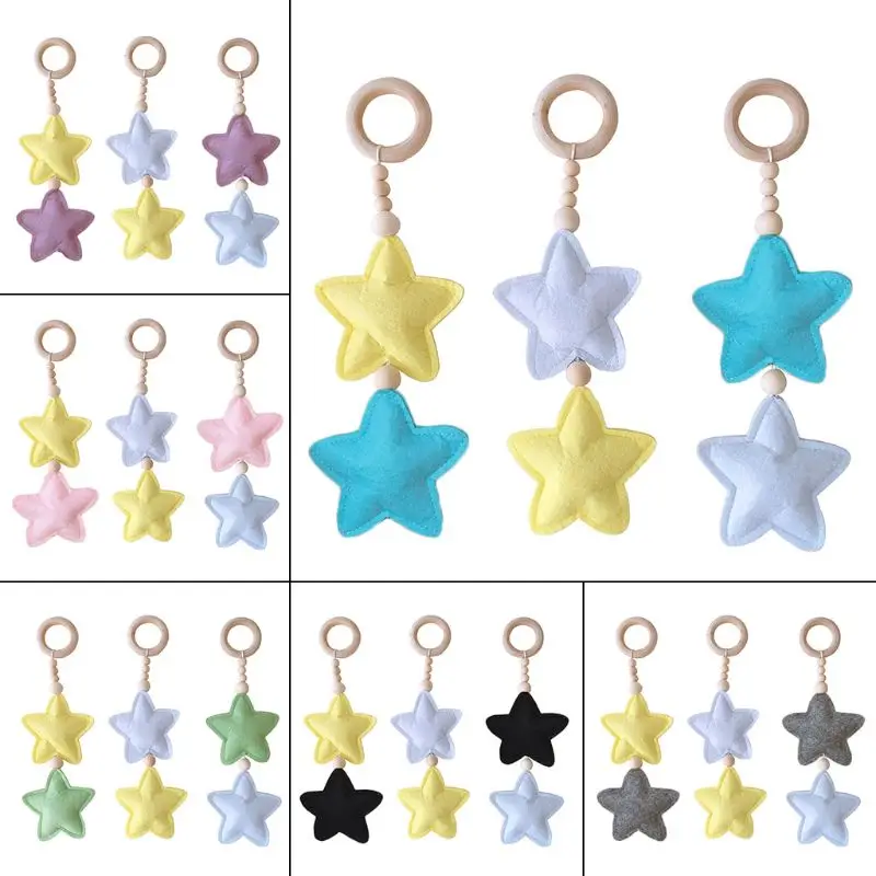 

3 Pcs/set Nordic Wood Baby Fitness Pendant Cartoon Star Shape Home Decoration