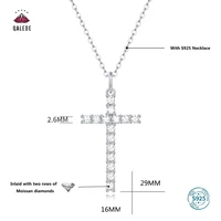 qalede necklace s925 sterling silver moissan diamond necklace high quality faith cross pendan necklace for women jewelry gift