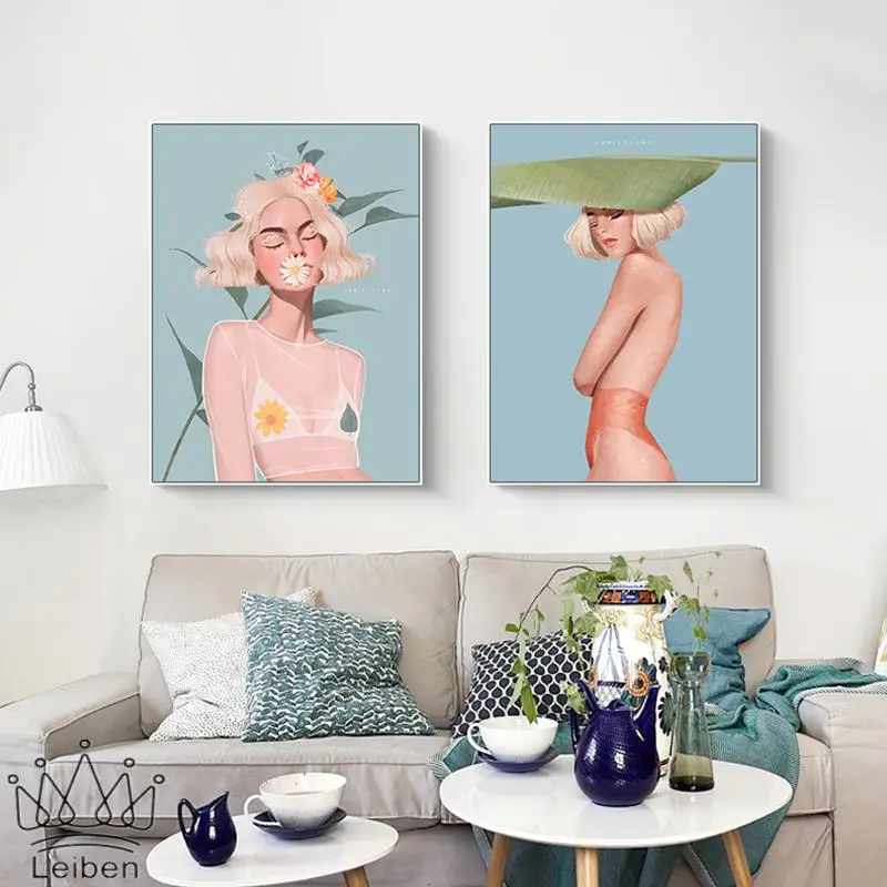 Скандинавский абстрактный сексуальный бикини для девушек Картина на холсте