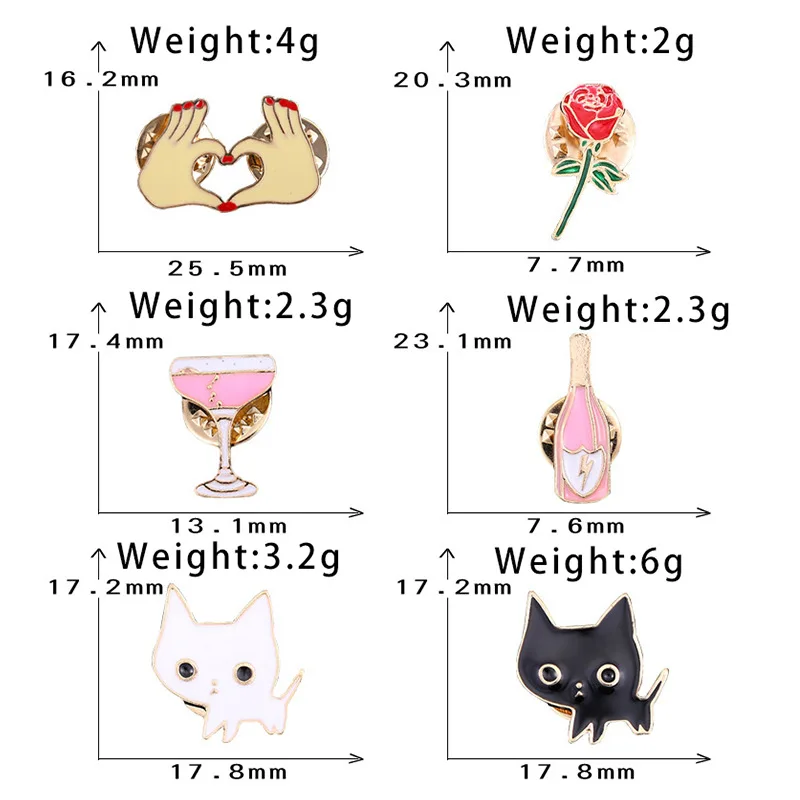 Черный белый кот лицо эмаль pin Набор Розовое Пиво Стекло Металл сердечки булавки