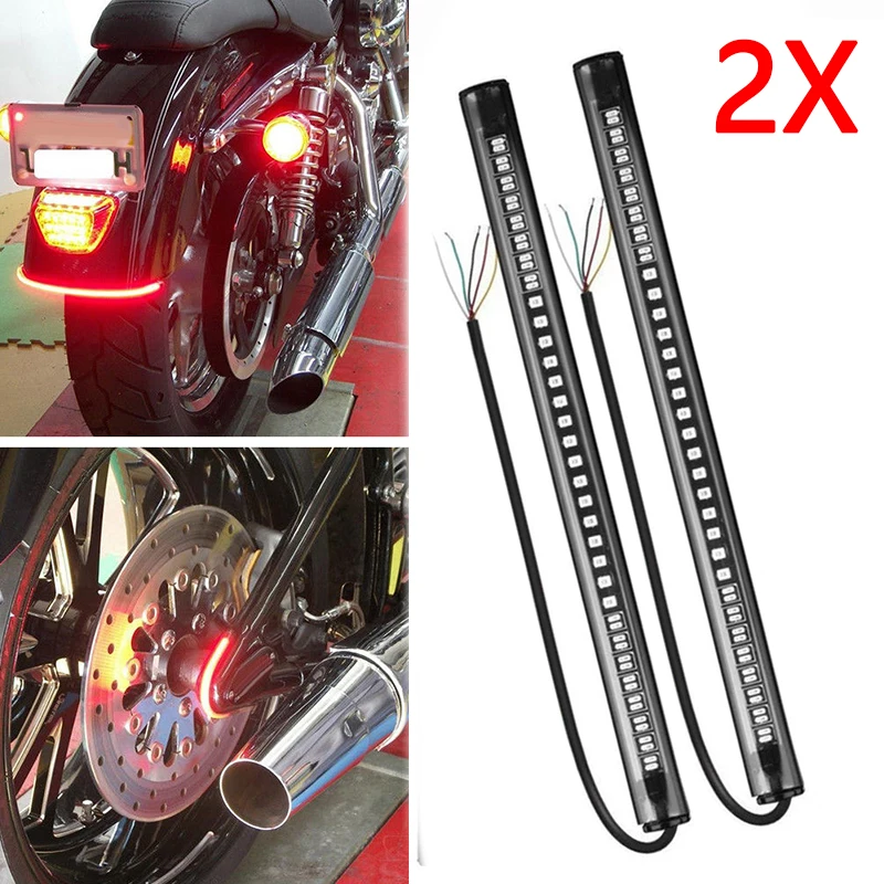 

Turn Signal Tail Universal Accessories Strip Light Amber License plate Running Stop Motorcycle 2PCS LED Flexible Practical