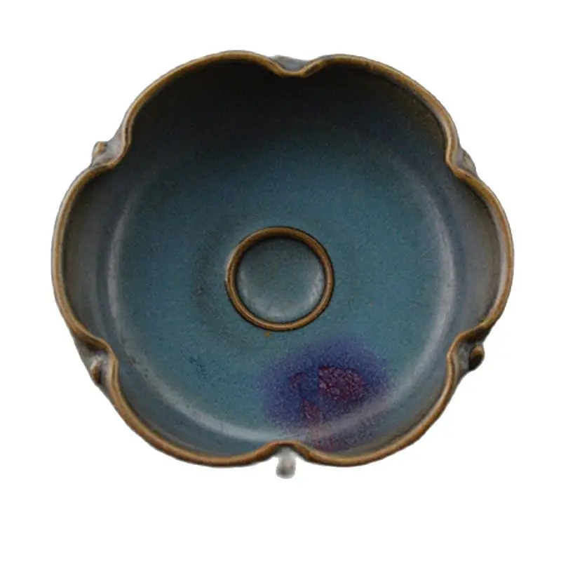 

China Jingdezhen antique porcelain Song Jun kiln blue uniform red lotus leaf edge wash