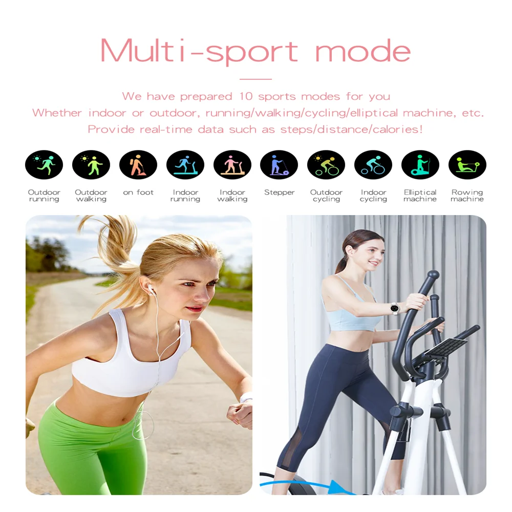 

Waterproof Women Smart Watch Blood Pressure Heart Rate Sleep Female Menstrual Cycle Monitoring Multiple Sport Modes Wristwatch