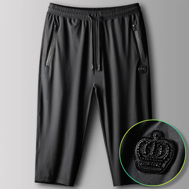 

Summer New Trend Ice Silk Seven-point Pants Men's Outdoor Fast-drying Casual Sweatpants Thin Solid-colored Leggings