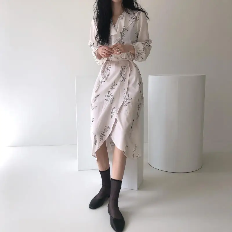 Женское винтажное платье YAMDI трапециевидной формы с цветочным принтом и оборками