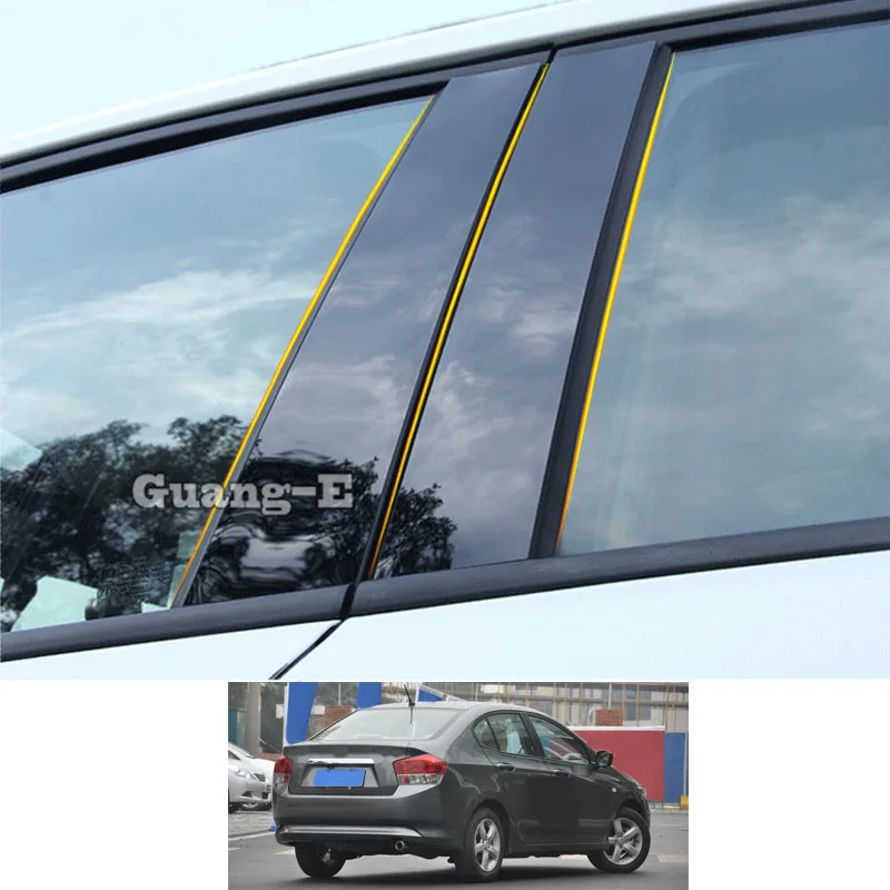 

Для Honda City 2008-2014 автомобильный ПК материал крышка столба двери отделка окна пианино черный молдинг наклейка пластина