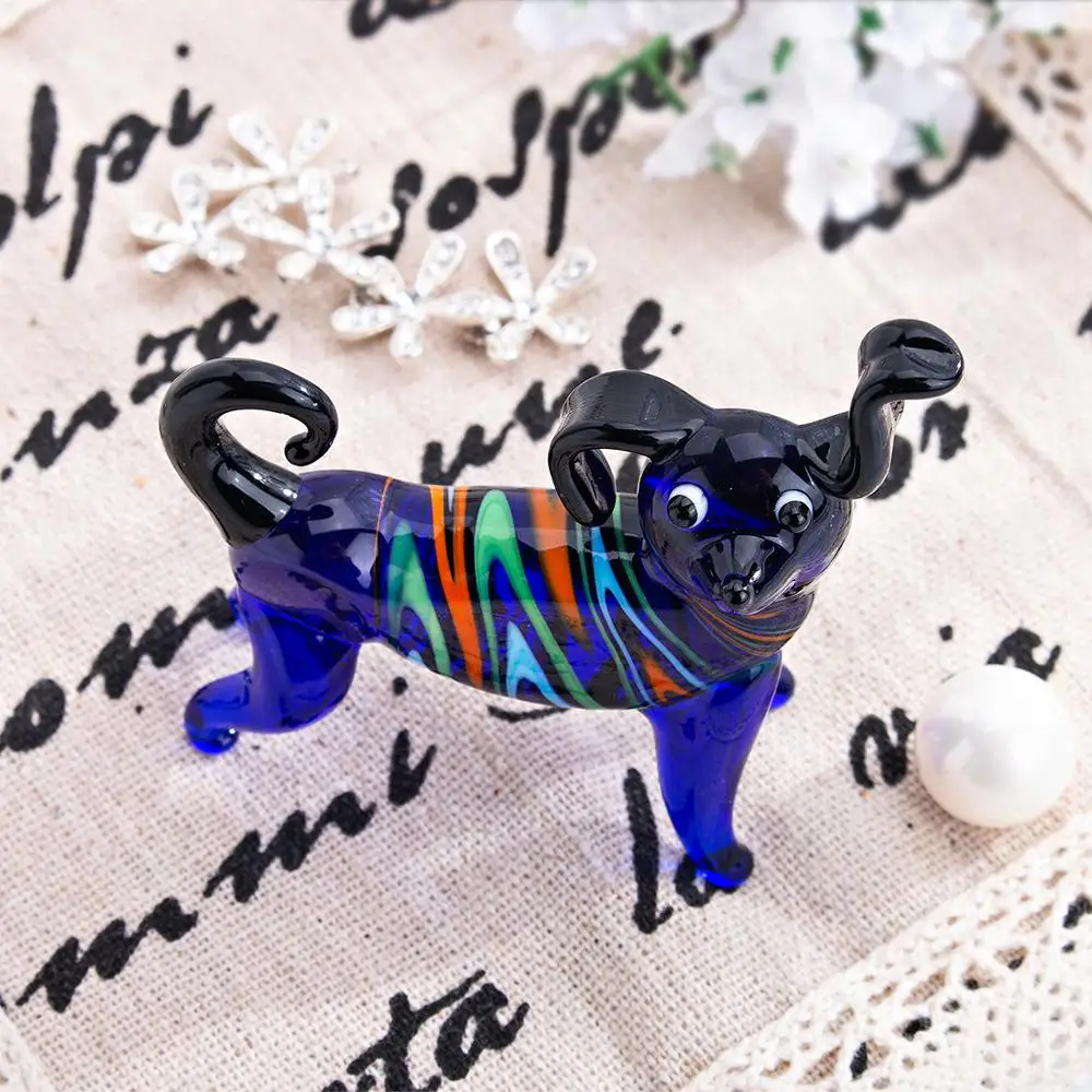 H & D мини голубая собака стеклянная плитка муранское стекло выдувание искусства