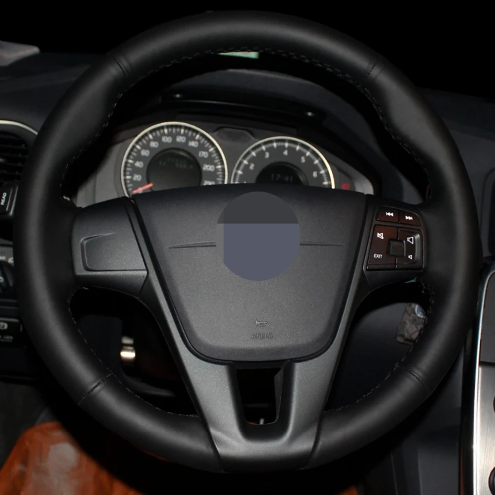 

DIY Black Faux Leather Anti-slip And Wear-resistant Car Steering Wheel Cover For Volvo XC90 V90 S90 XC60 S60L V40 V60 S80L