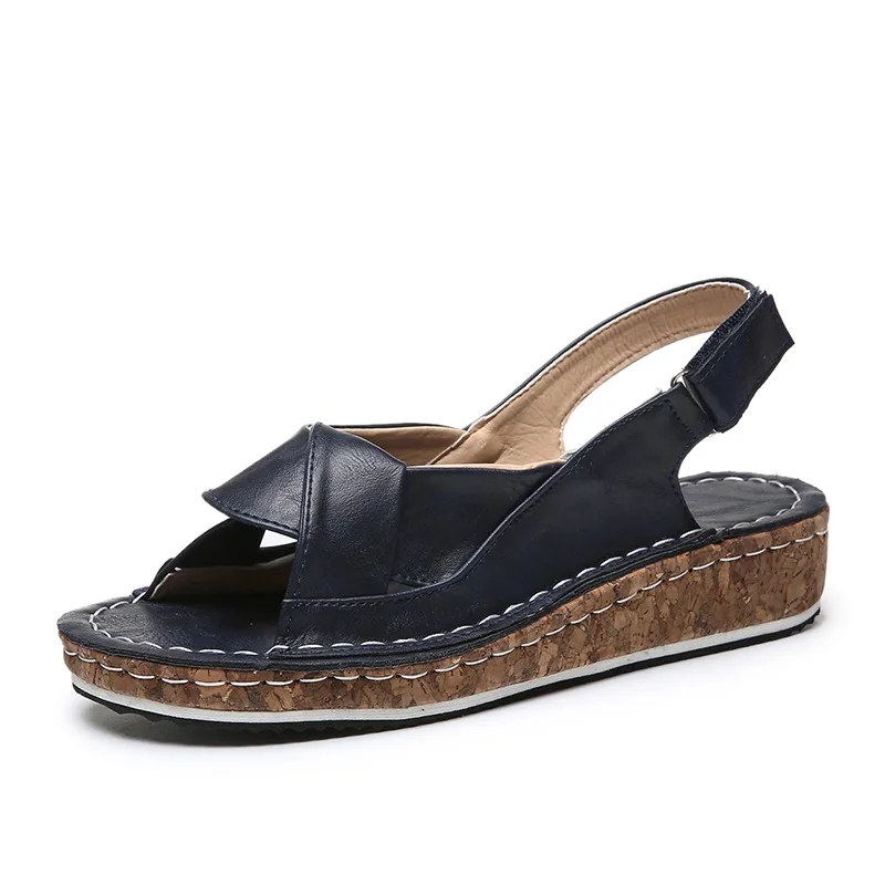 

Open Toe 2021 Sandals Female Shoe Clogs Wedge Large Size Peep New Girls Low Platform Comfort Beige Fashion Big Summer Back Strap