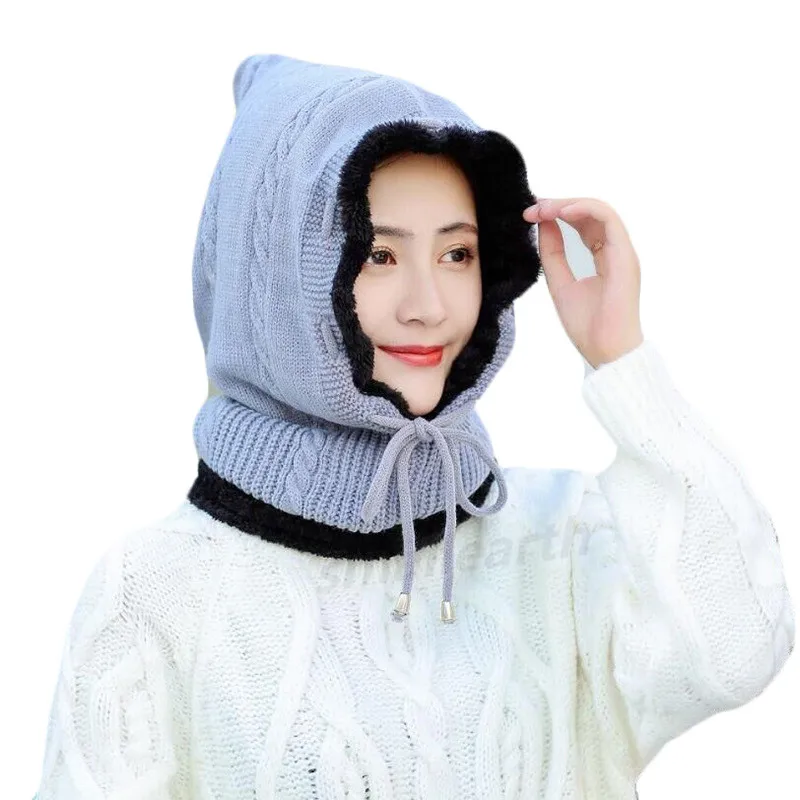 Зимние теплые шапки облегающие для женщин плюс бархатная вязаная шапка с