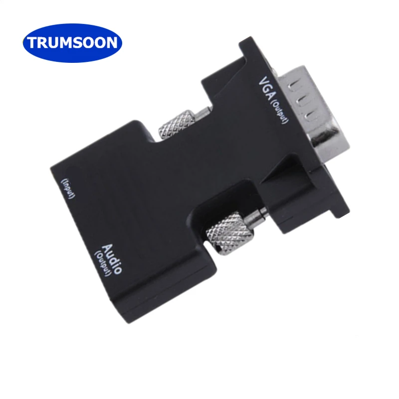 

TRUMSOON HDMI-compatible to VGA with Audio Cable 1080P Adapter for Projector PC PS4 DVD HDTV Monitor Laptop