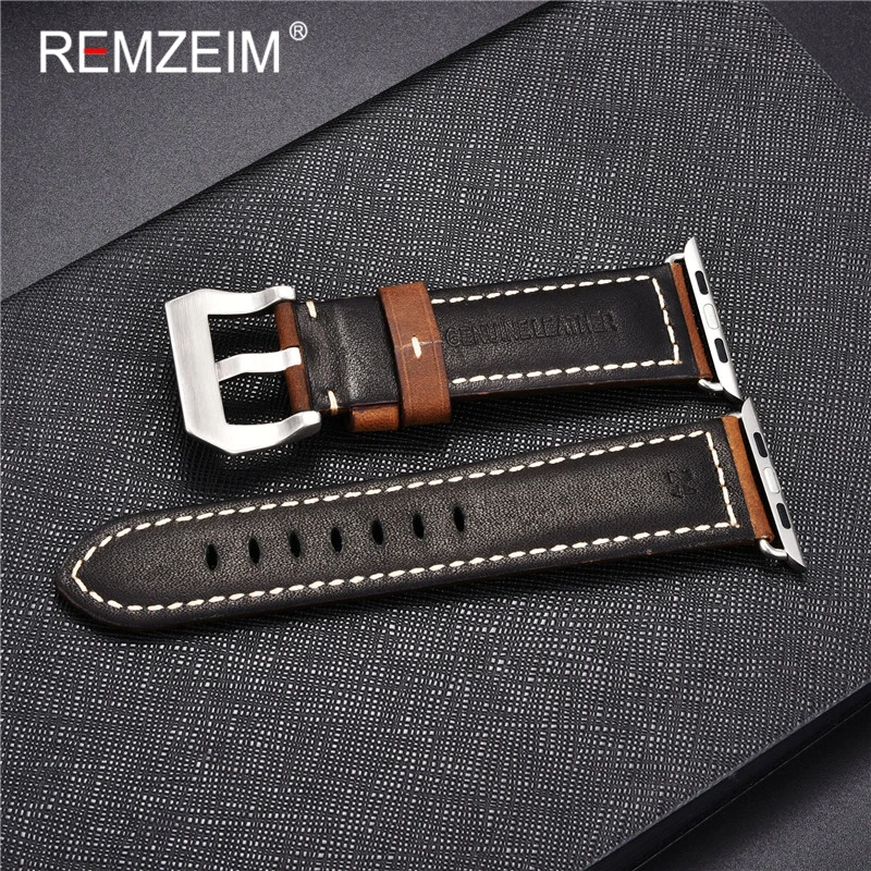 Ремешок кожаный REMZEIM ручной работы в форме подковы для Apple Watch series 1/2/3 42 мм 38
