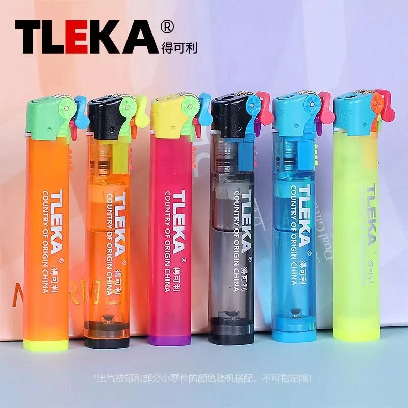 

New Ultra Thin Light Torch Lighter Free Fire Nylon Grinding Wheel Butane Gas Pipe Lighter Windproof Cigarettes Portable Lighter