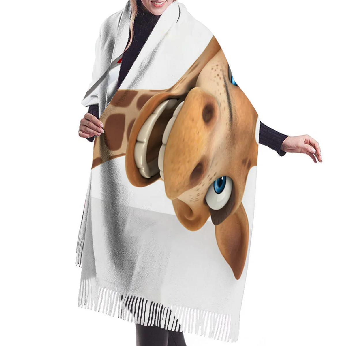 Жираф зубная щетка Забавный мультфильм шарф с животными унисекс толстые теплые