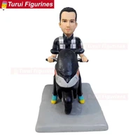 man riding motorbike motorcyclist figurines mini statue dollhouse custom bobblehead figurines bobble head miniatures clay figure