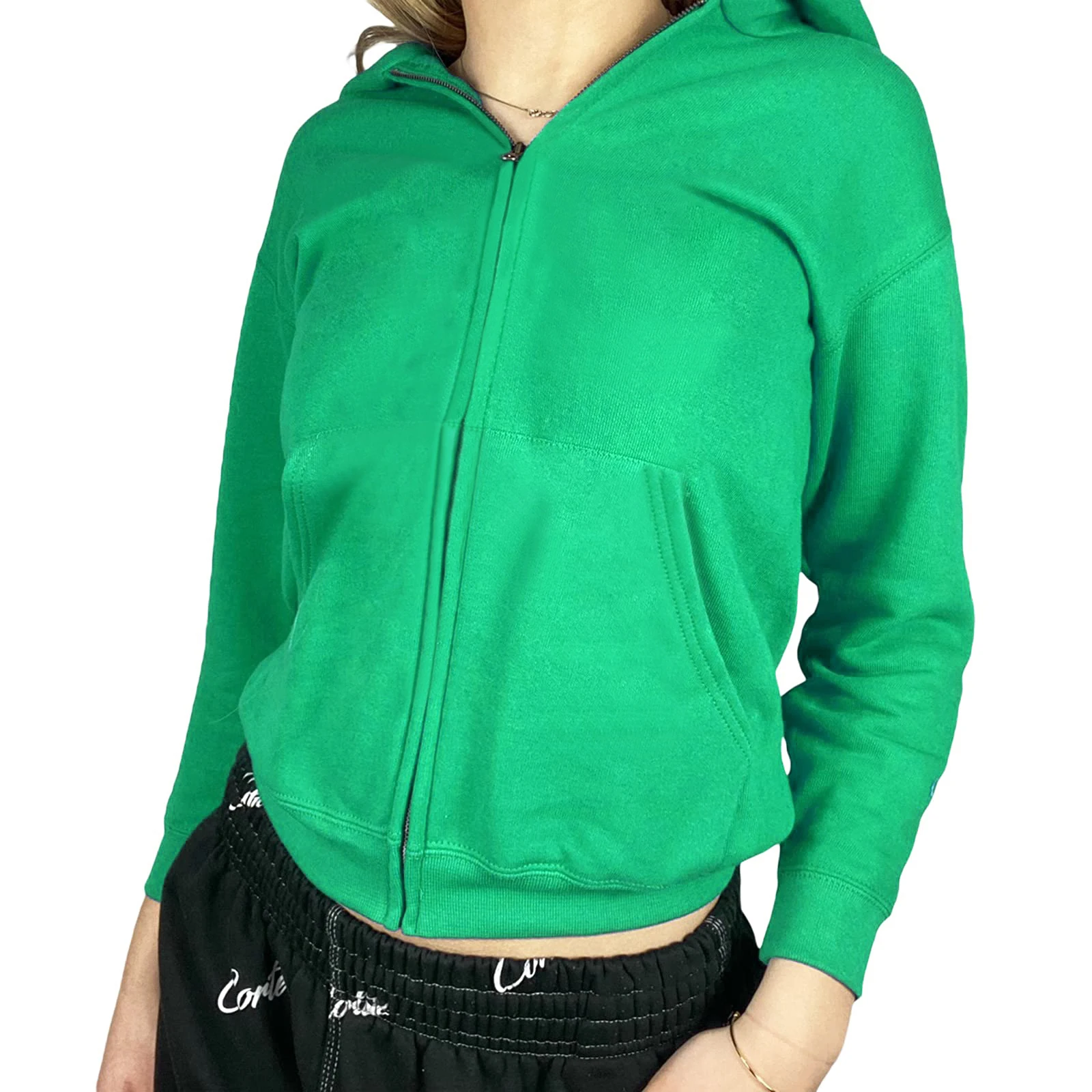 

Girls Fleece-lined Long Sleeve Outwear, Autumn Ladies Solid Color Zipper Hoodie Coat Casual Pocket Hooded Cardigan