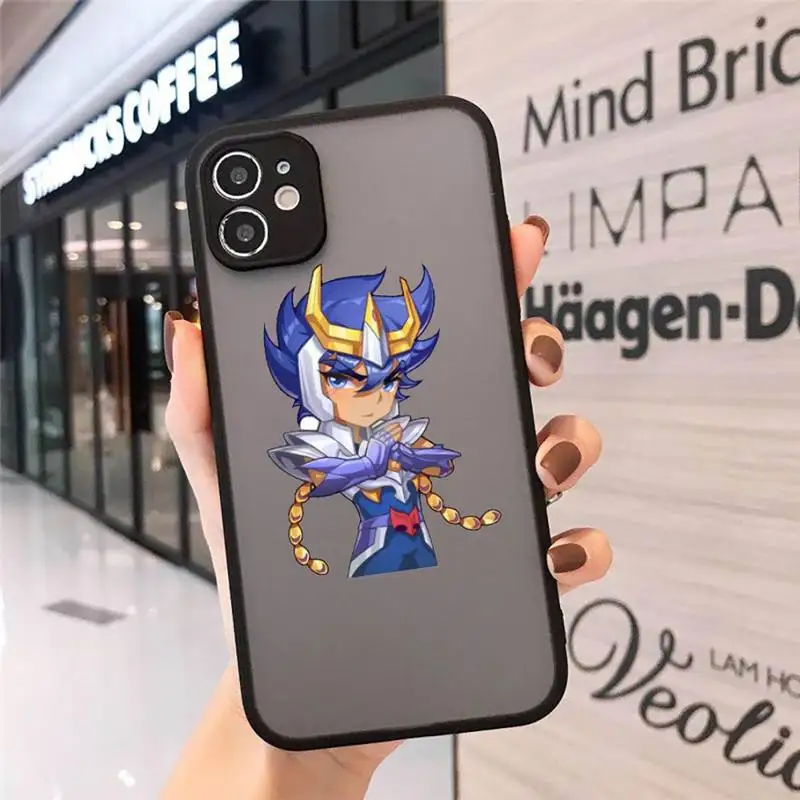 

Saint Seiya cartoon anime Phone Case Matte Transparent for iPhone 7 8 11 12 s mini pro X XS XR MAX Plus cover funda