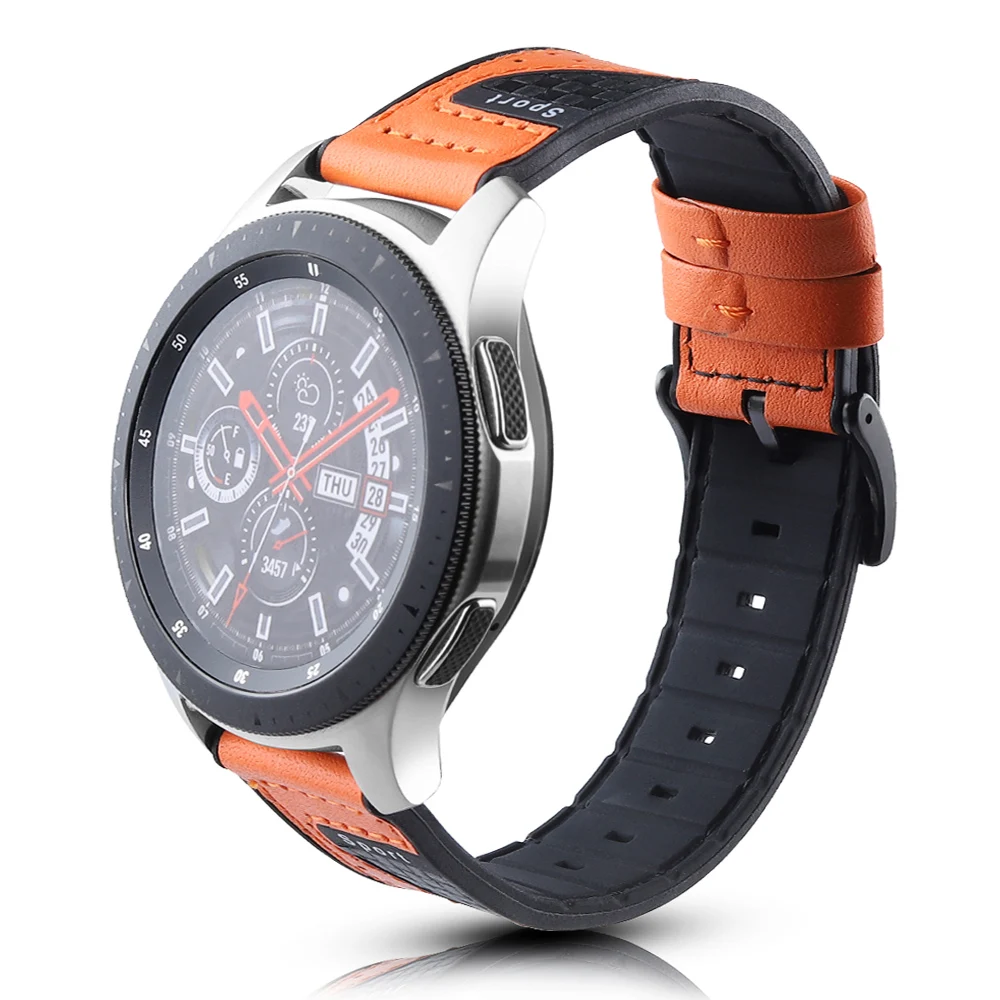 Спортивный дышащий кожаный + силиконовый ремешок 22 мм для Samsung Galaxy Watch 3 45 мм/46 мм/S3