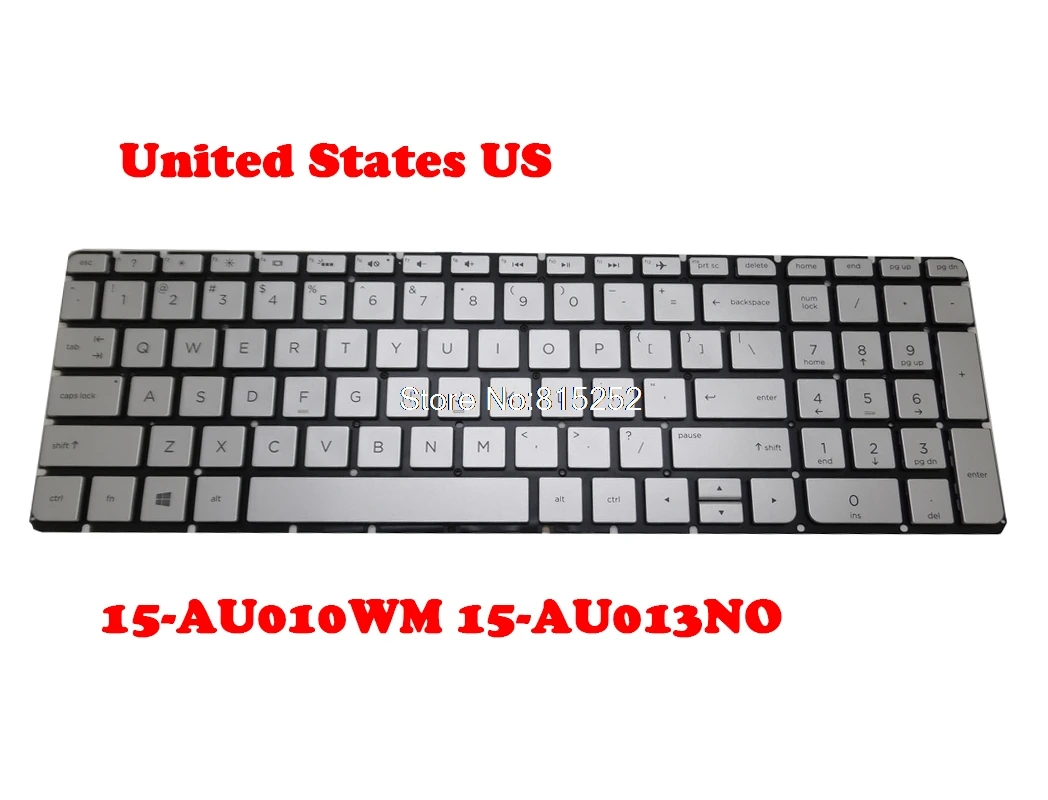 

Laptop Keyboard For HP Pavilion 15-AU000 15-AU010WM 15-AU013NO with backlight NO Frame Sliver United States US 856035-001