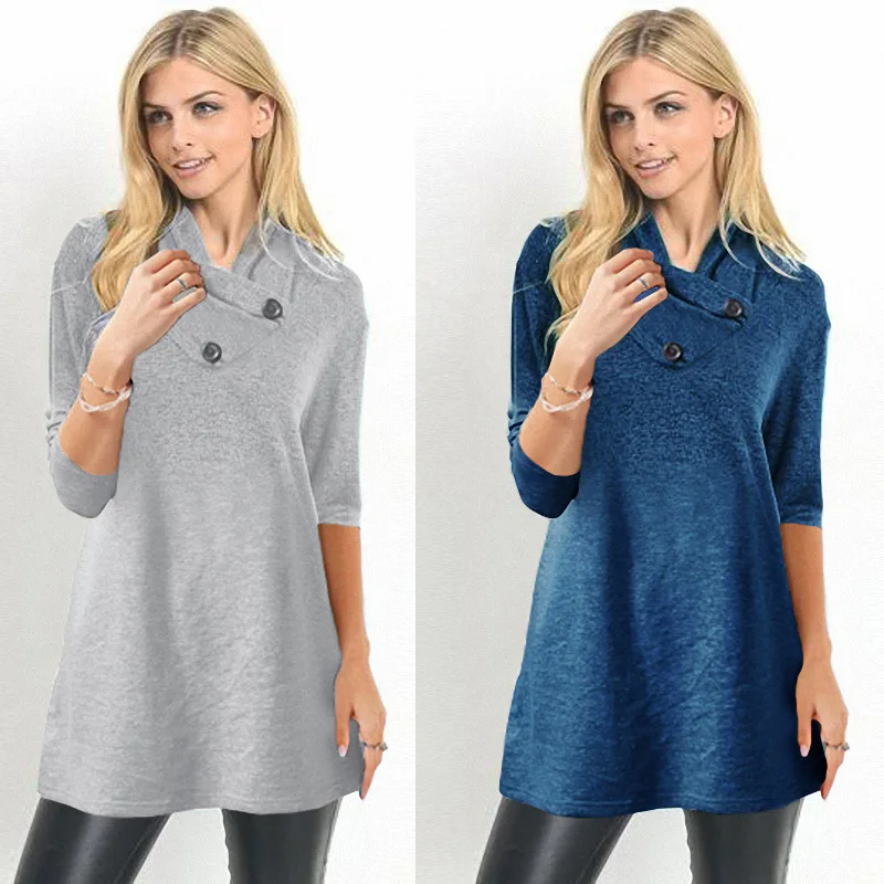 

Women Turtleneck Sweatshirts 2019 New Arrival Women Long Sweatshirts Winter Pullovers Long Hoodies Gray Blue S-XL GMT23