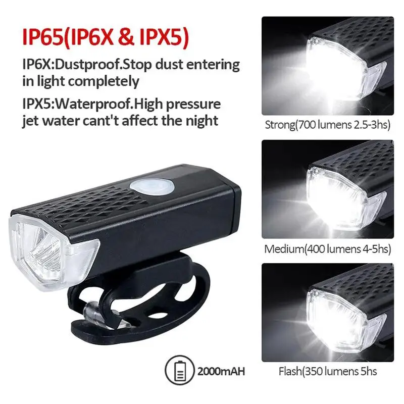 

Bike Light LED 3 Modes 300 Lumens Bicycle Light Usb Headlight Lamp Accessories Bike Rechargeable Cycling Light Front Light D6R3