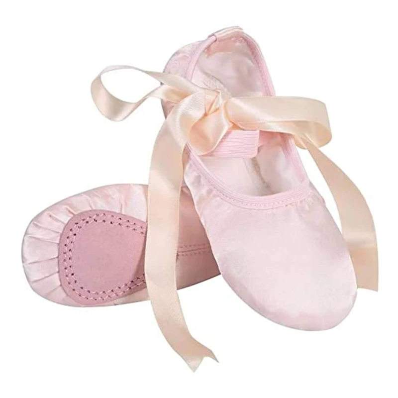 

Балетные танцевальные туфли высокого качества, танцевальные туфли с раздельной подошвой и лентой для девочек и мальчиков (Малыш/маленький ...