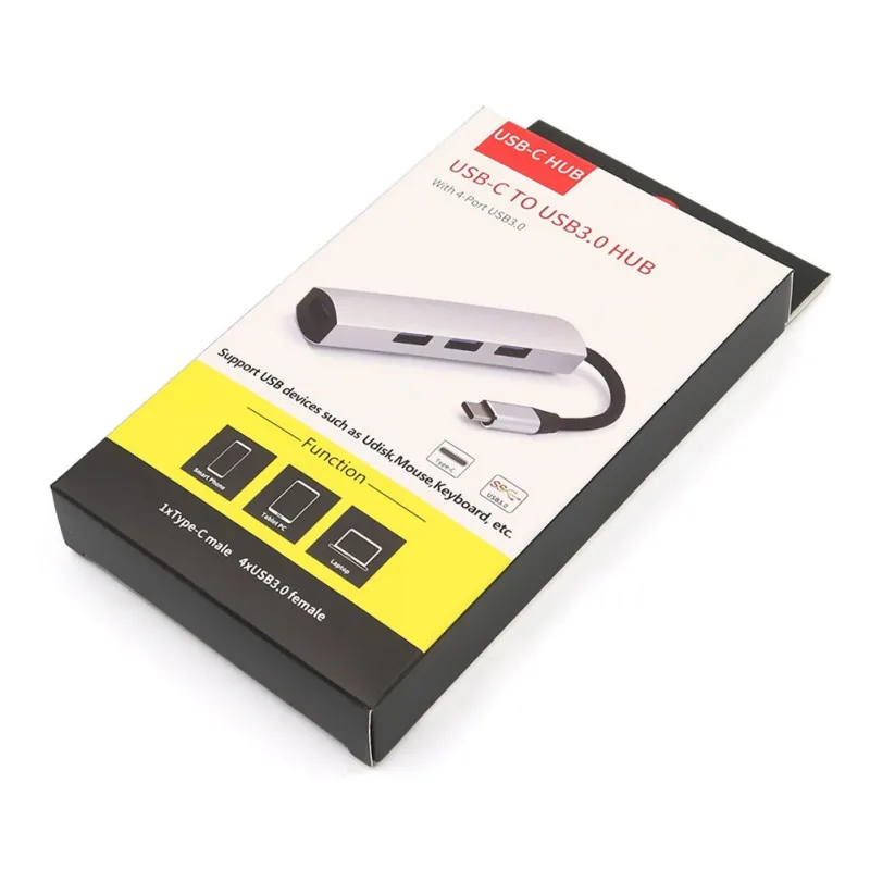 

4 Ports USB Hub Splitter Type-C to USB Adapter OTG Converter For Gamepad Mouse Keyboard U Disk