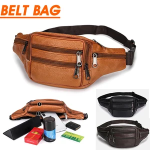 Портативная Мужская винтажная Кожаная поясная сумка, сумка на молнии из натуральной кожи, Повседневная Функциональная сумка на пояс для сигарет