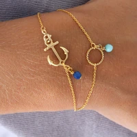 bracelet accessories for women simple gold crystal anchor hand chain exquisite fashion adjustable jewelry sets charm bracelet