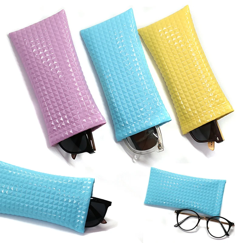 1pcs sunglasses bag pu leather glass case pouch mobile phone wallet portable candy color storege case new fashionable wholesale free global shipping