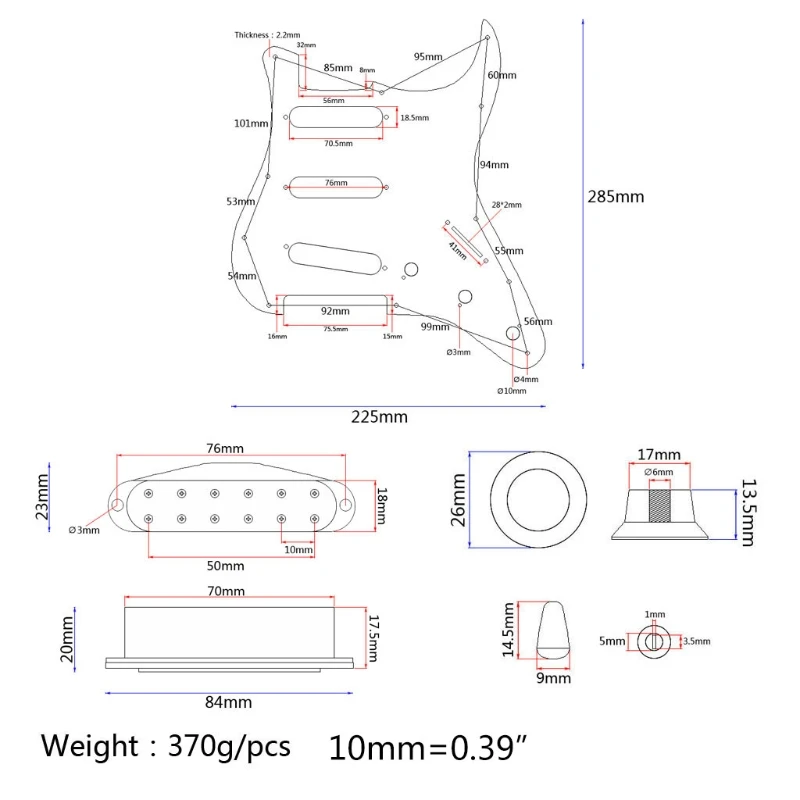 

Loaded S-trat Pickguard Pickup Humbucker SSS S-trat Pickguard Fit Fen-der S-trato-cas-ter S-tandard Modern S-tyle