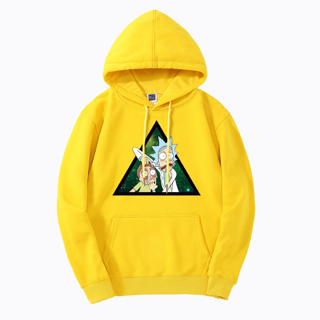 Yellow Толстовки с принтом Рика и Морти, мужские новые модные куртки, аниме Харадзюку, худи, повседневный осенний нагреватель с капюшоном, модный спортивный костюм для фитнеса - Цвет: Yellow