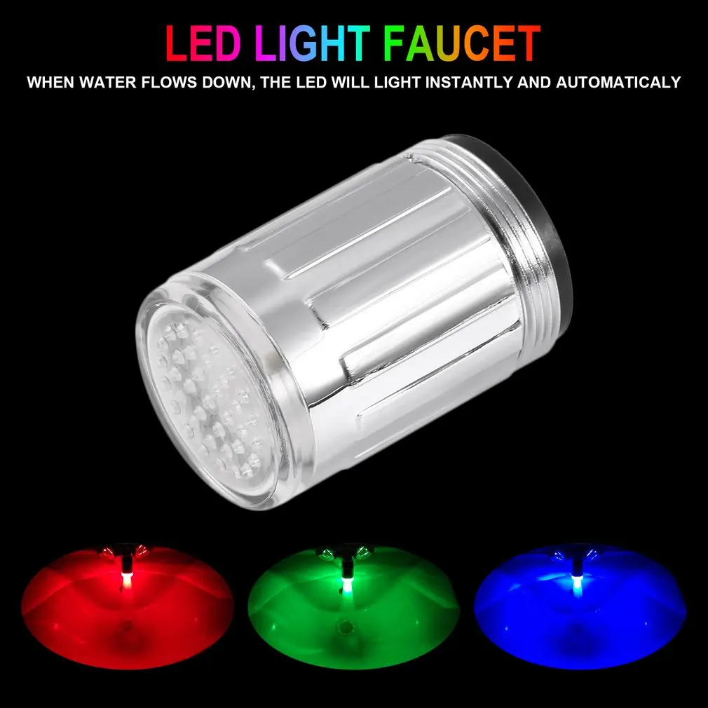 

LED Temperature Sensitive 7-Color Light-up Faucet Bathroom Luminous LED Faucet Kitchen Water Saving Faucet Aerator Home Supplies