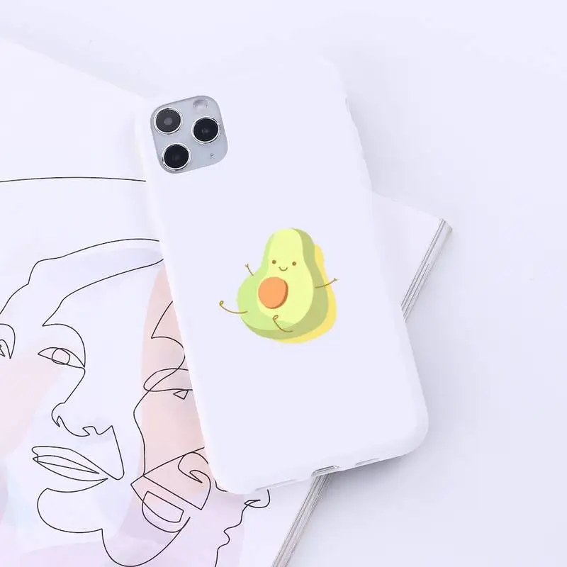 

Cute avocado cartoon Phone Case Candy Color for iPhone 6 7 8 11 12 s mini pro X XS XR MAX Plus