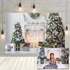 Фон Avezano для рождественской фотосъемки с изображением дерева, камина, подарка, деревянного пола, детский портрет, декор для фотостудии