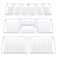 set of 12 desk drawer organizer trays with 3 size clear plastic storage boxes divider make up organiser for office
