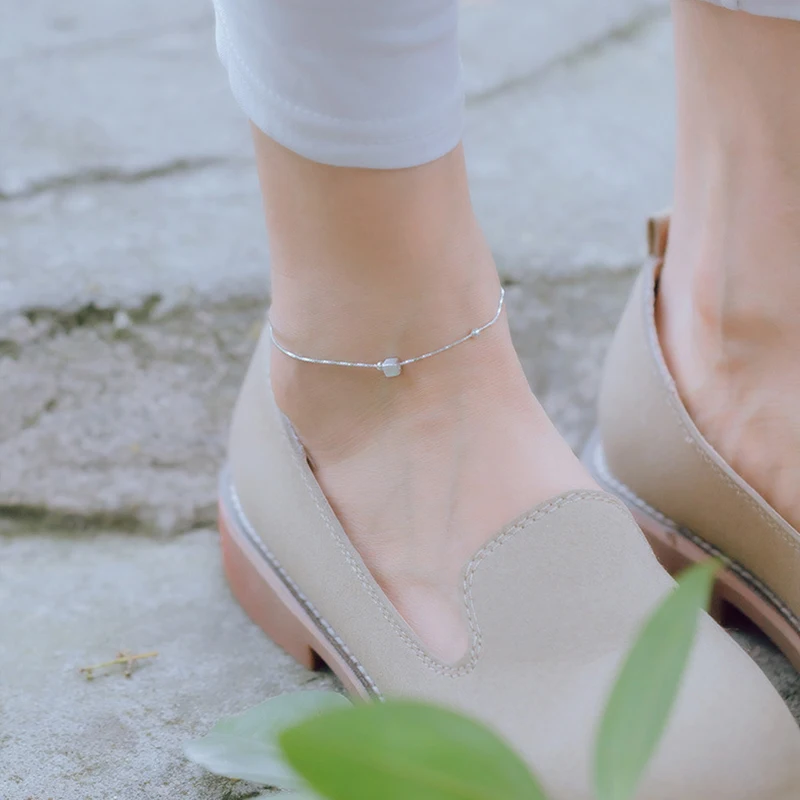 Браслеты на ногу женские из серебра 925 пробы элегантные Квадратные Украшения