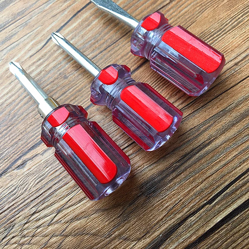 

Mini short screwdriver slotted phillips Dual purpose screwdriver Multifunctional 2-inch transparent Detachable screwdriver