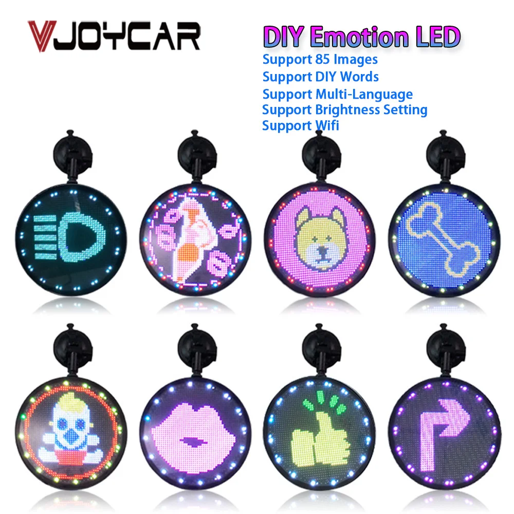 

Vjoycar NEW Wireless Car Sign LED DIY Emotion WIFI Connection Programmable Messages Words Display Board with Remote Controller
