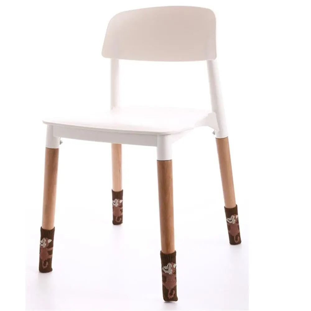 

4pcs Printed monkey Chair Leg Socks Cloth Floor Protection Knitting Wool Socks Anti-slip Table Legs Furniture Feet Sleeve Cover