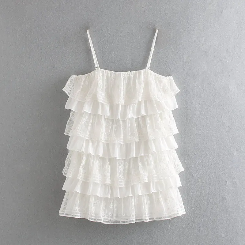 Пряная полоса 65-9131 Европейская и американская мода вышивка многослойное платье с