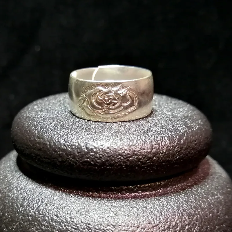 Пион цветок 9999 стерлингового серебра кольца для женщин обручальное начальное