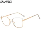 Очки Swanwick с блокировкой сисветильник, оптические женские очки, металлическая оправа, прозрачные украшения для отпуска, белый модный стиль
